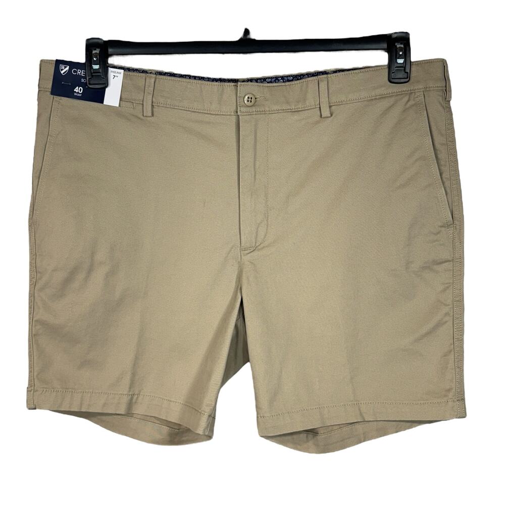 Cremieux SZ 40 Soho Slim Fit Chino Shorts Pocket Zip-Fly Stretch Tapered Leg Tan